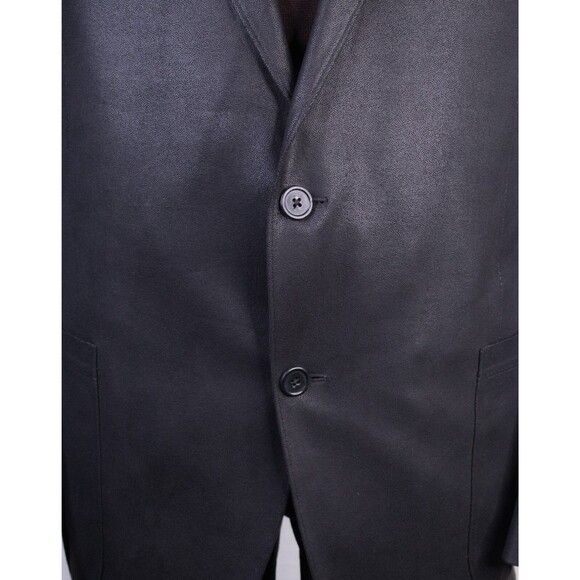 Coppley Faux Leather Black GRANDY Sport Coat Jacket Blazer Sz 46R Two Button EUC - Picture 3 of 13